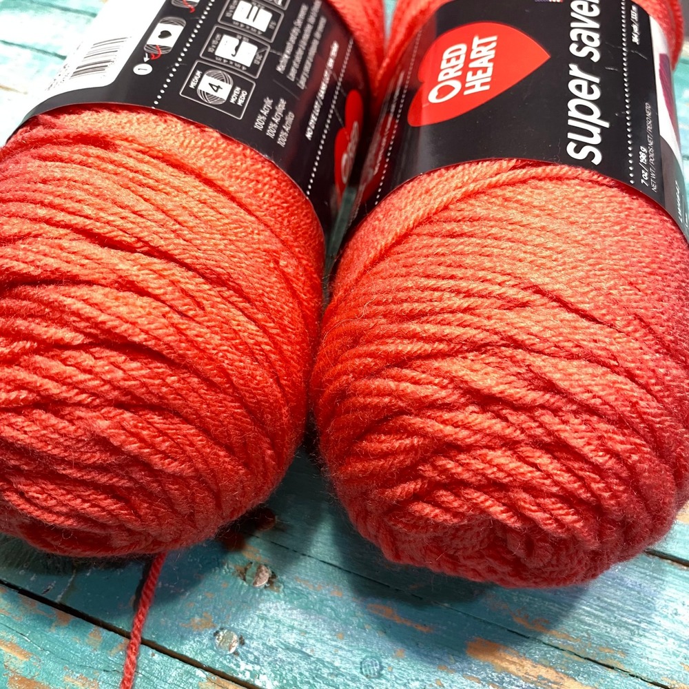 Red Heart Super Saver Yarn Flamingo 0259 Medium 4 Acrylic 7oz 2 Skeins Bundle - Picture 2 of 4